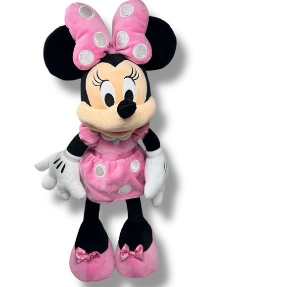 Disney Plush Minnie Mouse 17" Pink Stuffed Animal Doll Toy Polka Dot Bow Parks - Picture 1 of 7
